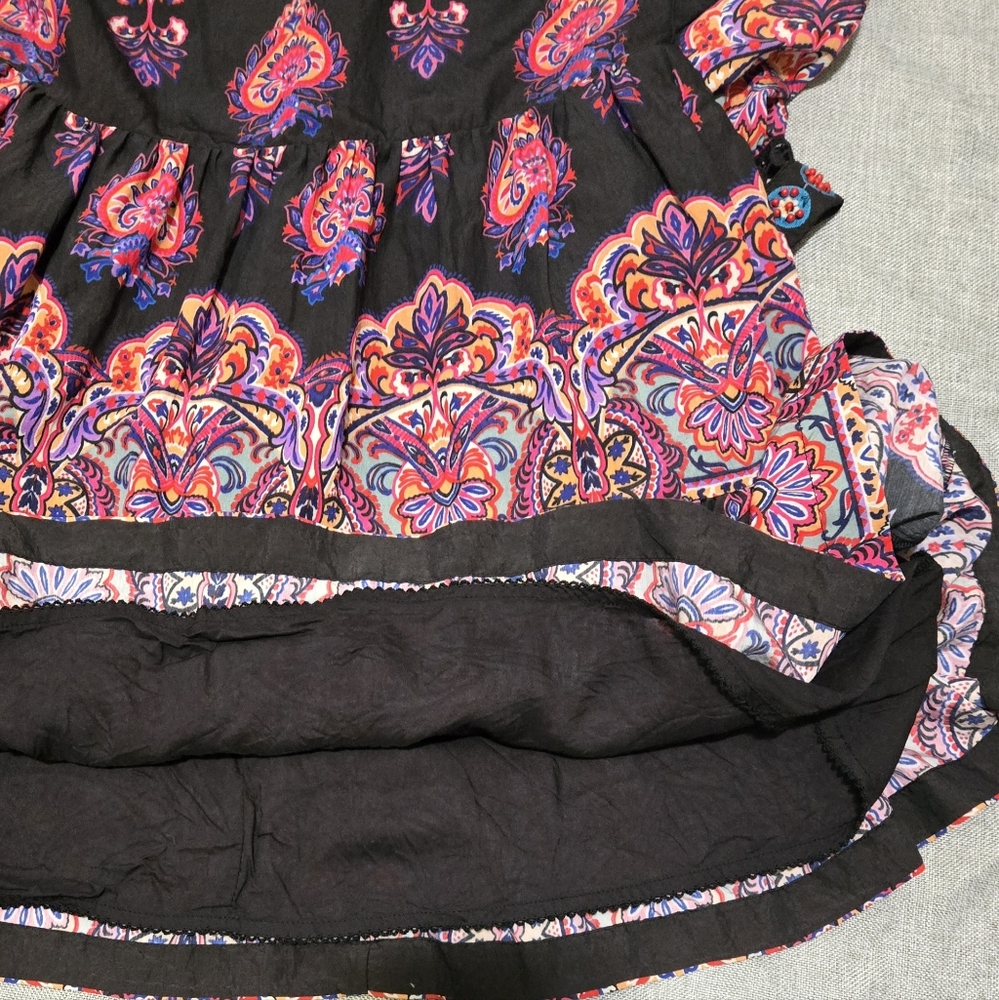 Anthropologie Boho Paisley Print Mock Neck Long Sleeve Mini Dress Size 0P - Picture 15 of 16